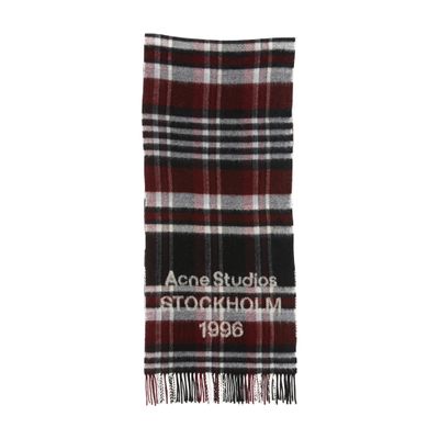 Acne Studios Check Logo Scarf In Black