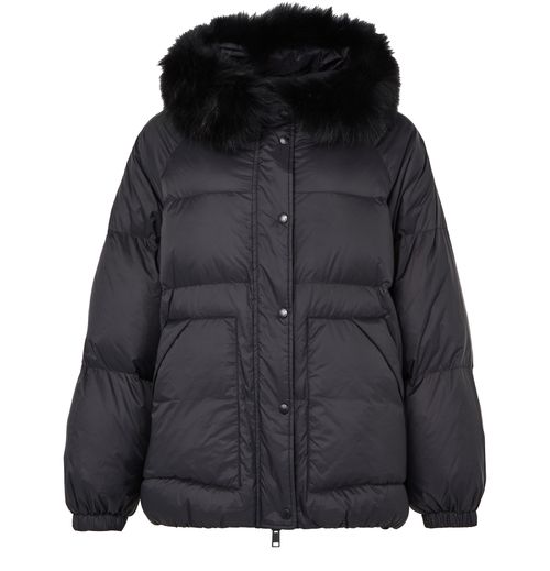 YVES SALOMON Hooded puffer jacket with a fox fur trim