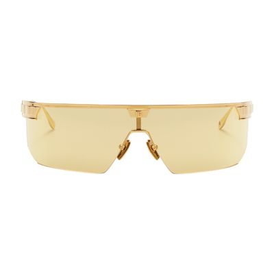 Balmain Major Ltd Half-rimmed Titanium Shield Sunglasses In Yellow