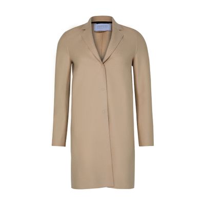 Harris Wharf London Cocoon Pressed Wool Coat In Neutral