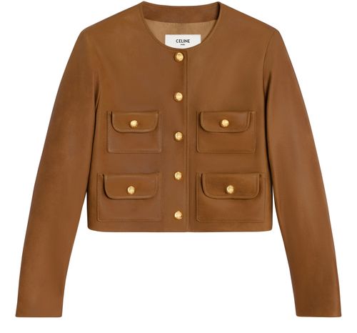 CELINE Jacke mit klarem kragen aus wildleder mit patina-finish