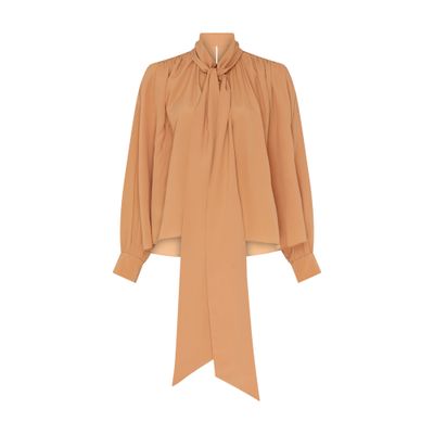 Chloé Ruffled Silk Blouse In Brown