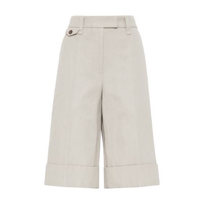 Brunello Cucinelli Sartorial Long Bermuda Shorts In Beige