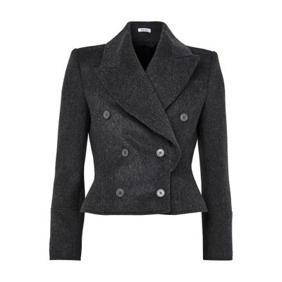 Alexander Mcqueen Double-breasted Wool-felt Blazer In Gray