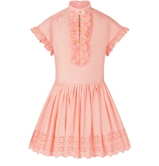 Robe baby-doll courte à broderie anglaise Femme, LOUIS VUITTON