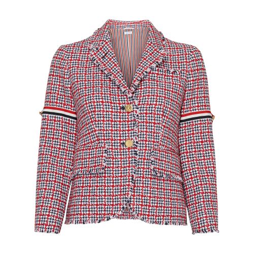 Shop Thom Browne Tweed Jacket In Rwbwht