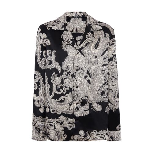 Balmain Paisley-print Silk Shirt In Black