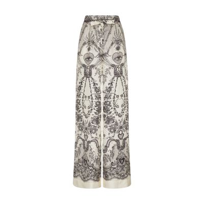 Zimmermann Wide Crush Trousers In Silk Women In White