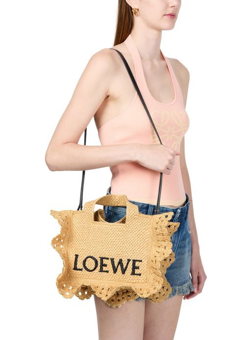LOEWE LOEWE Font Ruffles small raffia tote bag