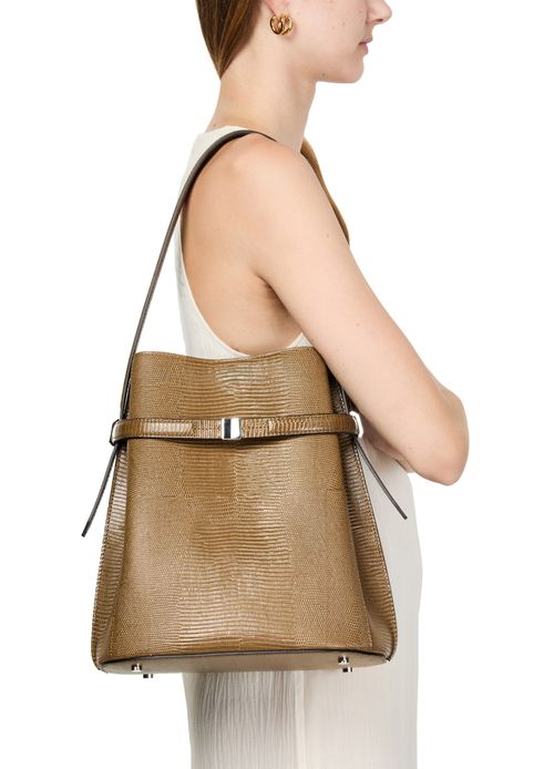 TOTEME Bucket Bag mit Gürtel und Eidechsenprägung