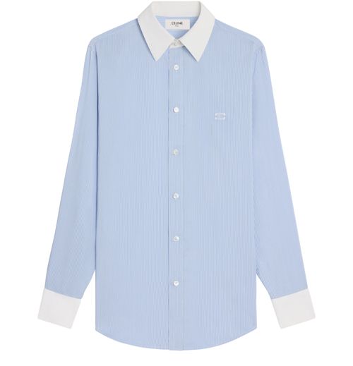 CELINE Romy in striped silk shirt