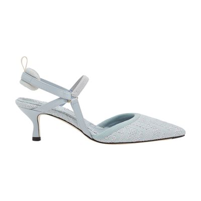 Fendi Light Blue Cotton Medium-heeled Slingbacks In Blue