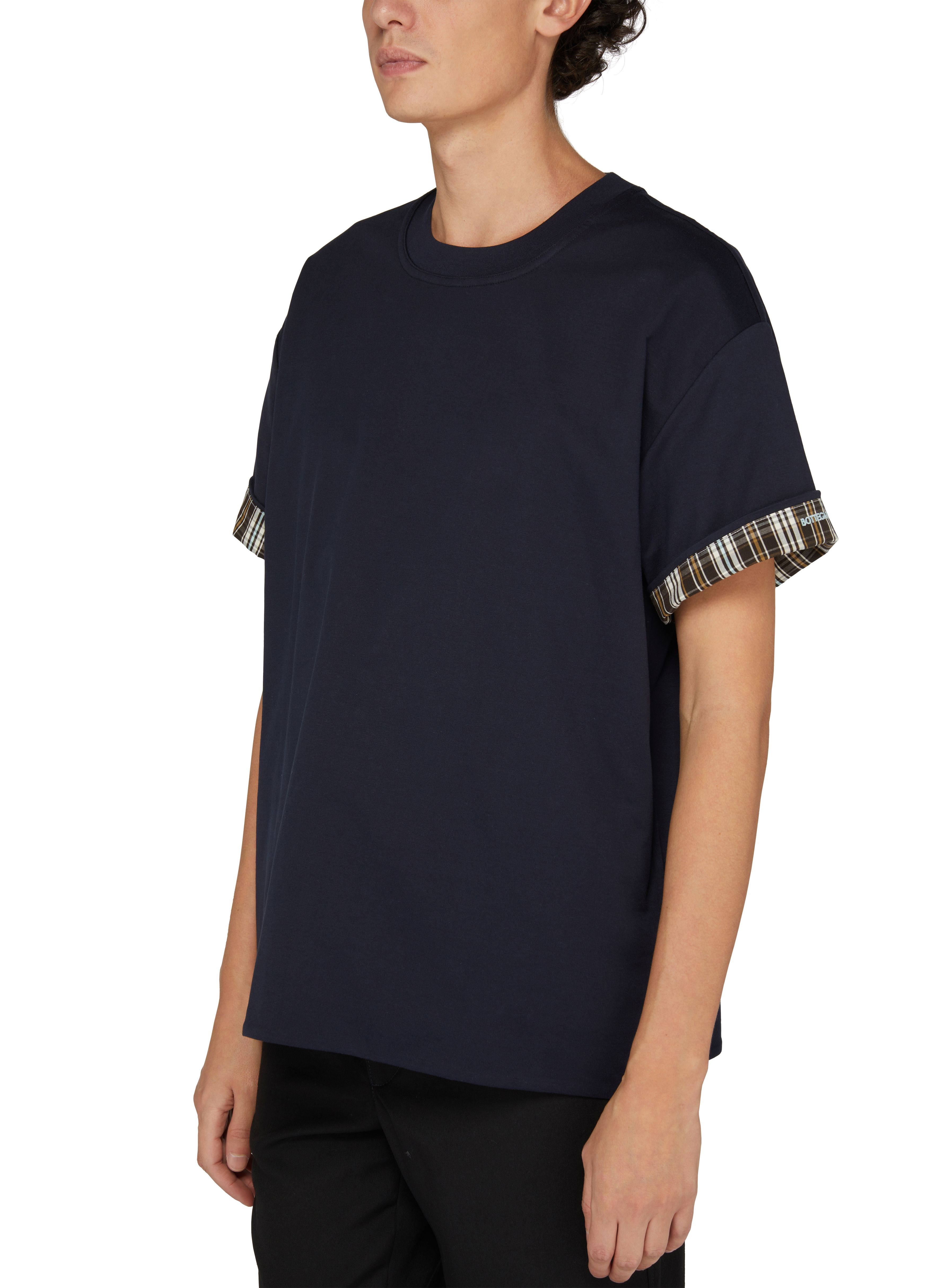 Double layer striped cotton t-shirt thumbnail 4