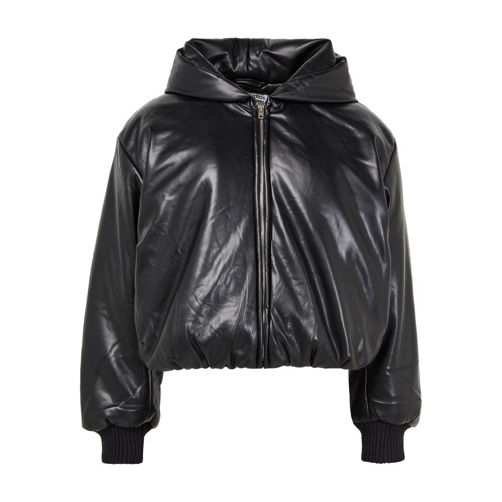 Hooded faux leather jacket thumbnail 7
