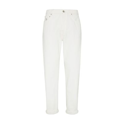 Brunello Cucinelli Men Dyed Denim Trousers Jeans In White