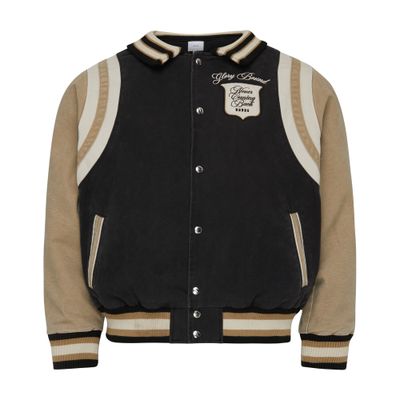 Rhude Logo-embroidered Canvas Bomber Jacket In Black_khaki_elephant