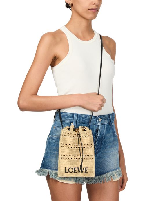 LOEWE Raffia drawstring pocket