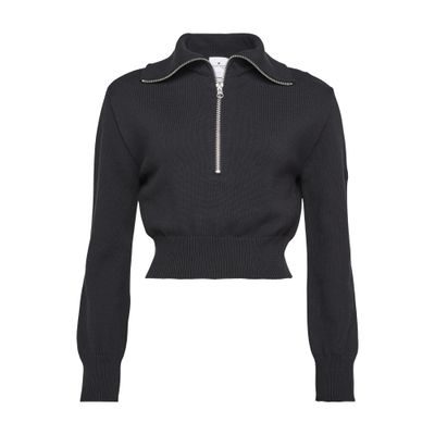 Courrèges Trucker Cotton Sweater In Black