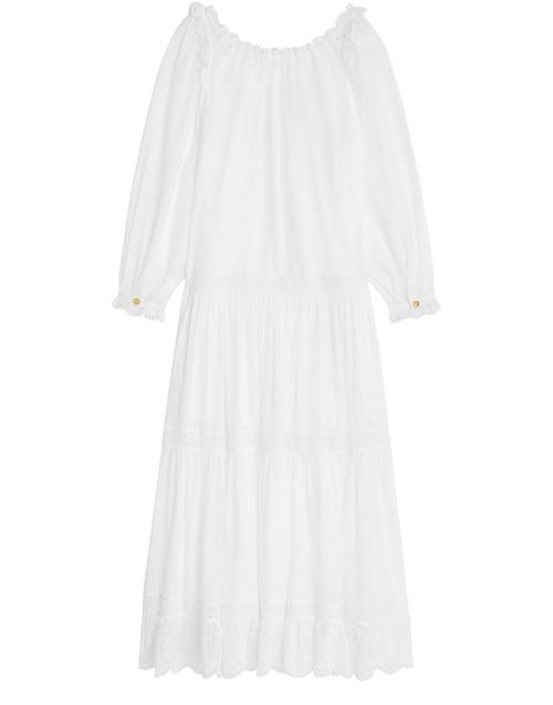 CELINE Folk embroidered  in cotton muslin dress