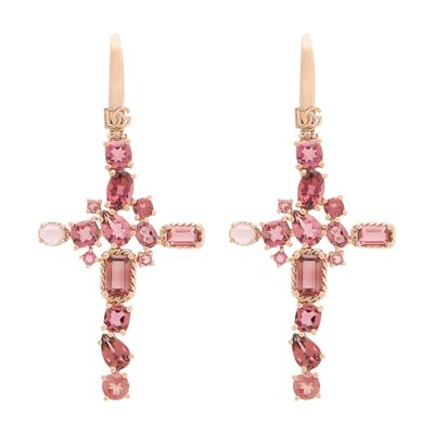 Shop Dolce & Gabbana Anna Earrings In Red Gold 18kt