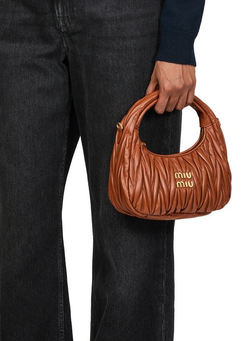 MIU MIU Wander quilted nappa leather hobo bag