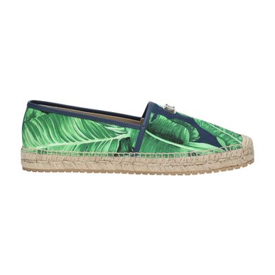 Dolce & Gabbana Blue Canvas Espadrilles For Men With Banano Print In Multicolor