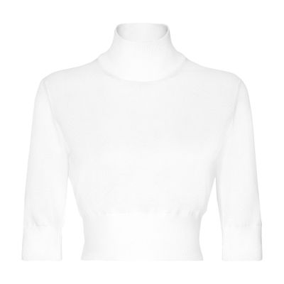 Dolce & Gabbana Cotton And Silk Cropped Sweater In White