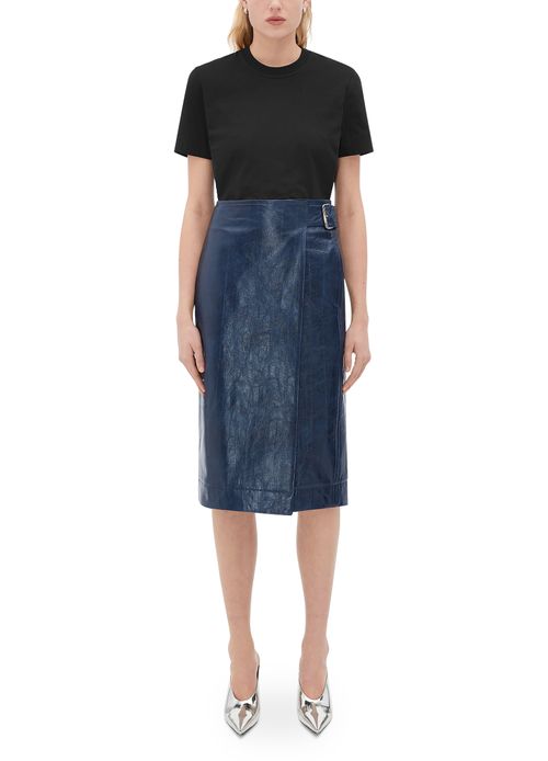 BOTTEGA VENETA Embossed leather midi skirt