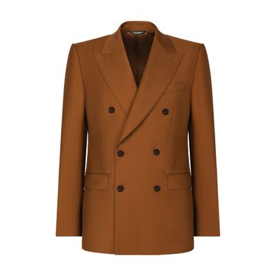 Dolce & Gabbana Double-breasted Wool Sicilia-fit Jacket In Brown