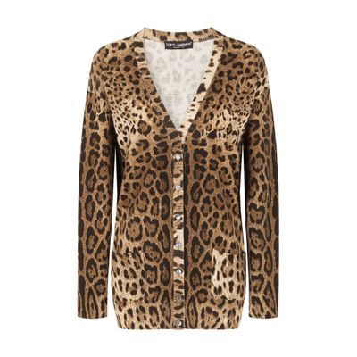 Dolce & Gabbana Long Sleeve Cardigan In Brown