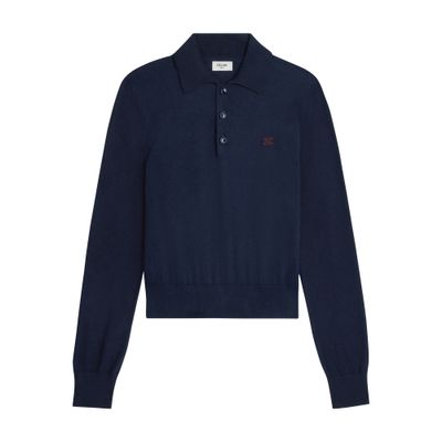 CELINE セリーヌ　ニット　ポロシャツ　ネイビー系　長袖　ポロニット CELINE（セリーヌ） ニット 2AH22322U.07MR レディース ポロシャツ