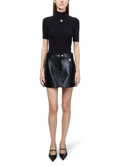 COURREGES Pull rééditioné à manches courtes en maille côtelée