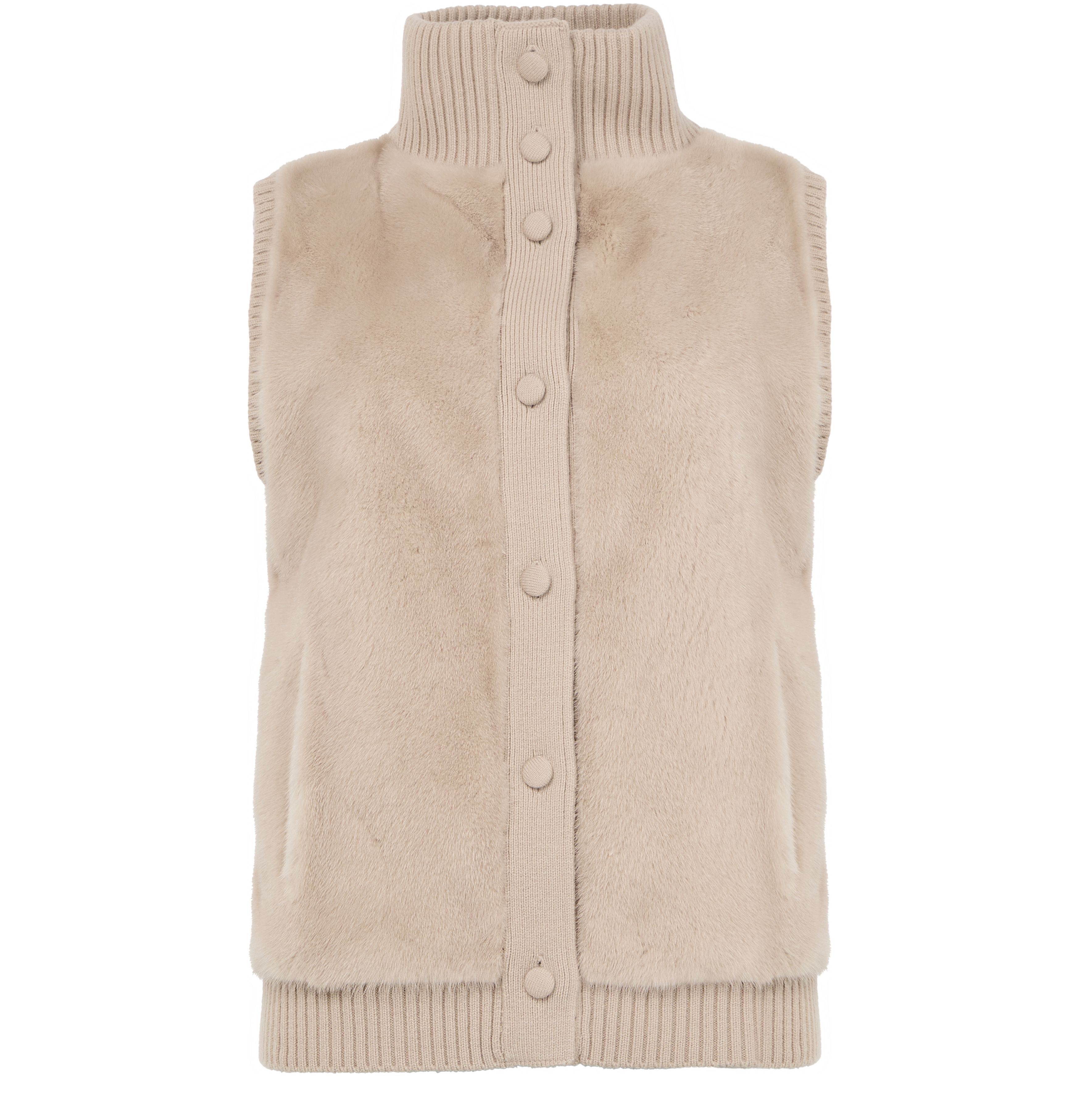 Buttoned merino wool and mink jacket 2