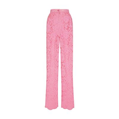 Dolce & Gabbana High-rise Wide-leg Lace Pants In Pink_2