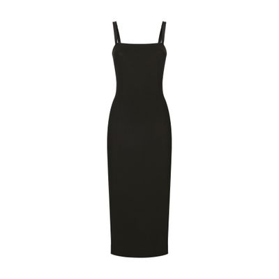 Dolce & Gabbana Women's Black Jersey Milano Rib Sheath Dress Size 48