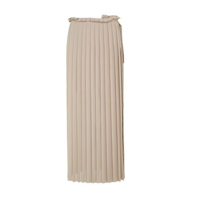 Ami Alexandre Mattiussi Belted Pleated Crepe Maxi Skirt In Off-white