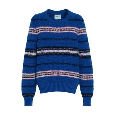 Barrie Striped Crochet-knit Cashmere Jumper In Blue