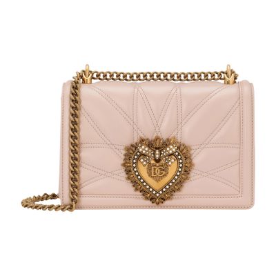 Dolce & Gabbana Medium Devotion Bag In Quilted Nappa Leather In Powder Pink 1