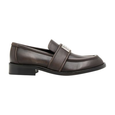 Acne Studios Brushed Nylon Loafers Silver Detail In Brown