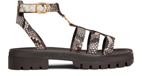 CELINE Clea Triomphe gladiator in python stamped goatskin sandals