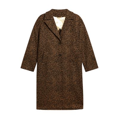 Golden Goose Single-breasted Cocoon Wool Coat With Jacquard Motif Clothing In Brown