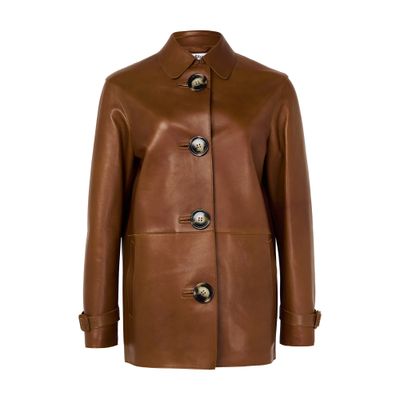 Acne Studios Leather Coat In Brown