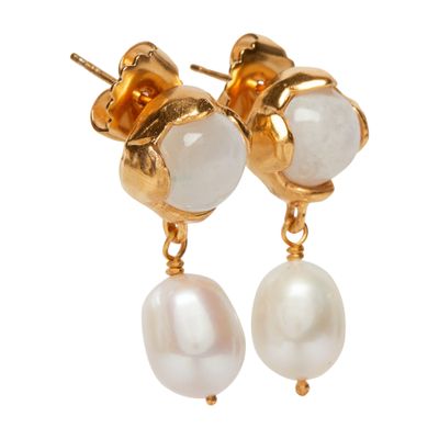 Alighieri Womens Gold The Moonlight Capture 24ct Yellow Gold-plated Recycled-bronze And Freshwater P In Gold