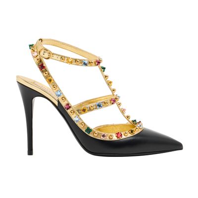 Valentino Rockstud Pumps With Strap In Black