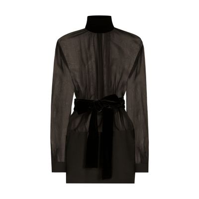 Dolce & Gabbana High Collar Long Sleeve Dress In Black