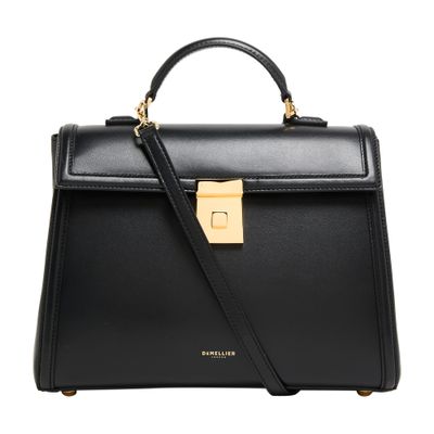 Demellier The Paris Midi Leather Top-handle Bag In Black