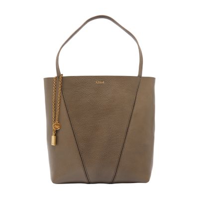 Chloé Spin Grained Leather Tote Bag In Grey