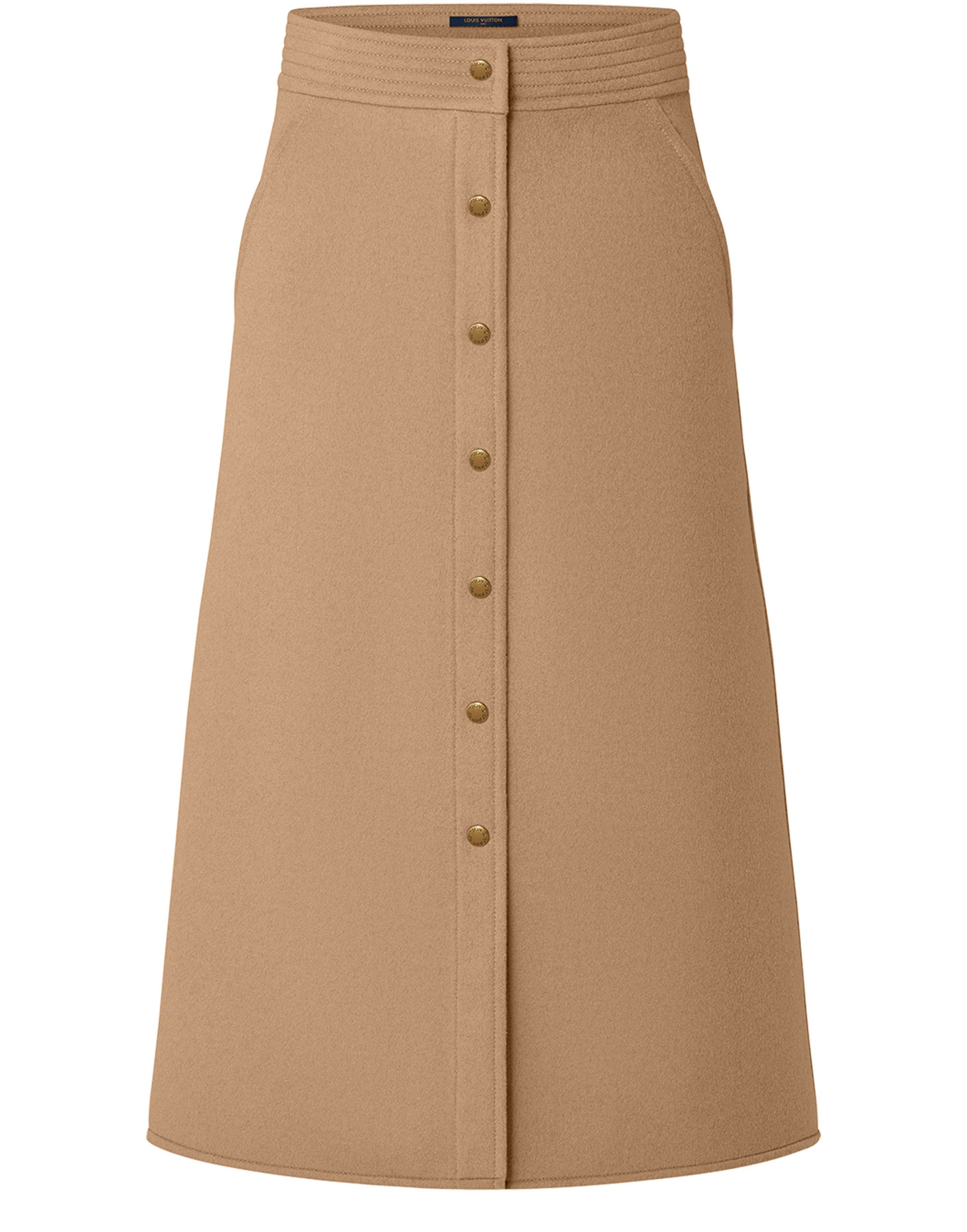 Double Face Button Down Midi Skirt