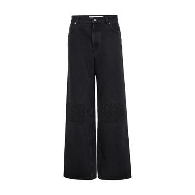 Loewe Anagram Baggy Jeans In Denim In Black
