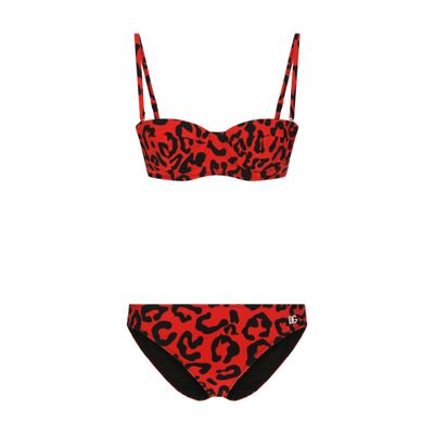 DOLCE & GABBANA LEOPARD-PRINT BALCONETTE BIKINI